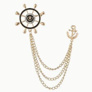 Brooch / Lapel Pin ~ Heart Wings & Cross ~ Gold